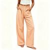 Women's Loose Fit Wide Leg Pants with Elastic Waist and Button Pockets Plaid Print Casual Trousers