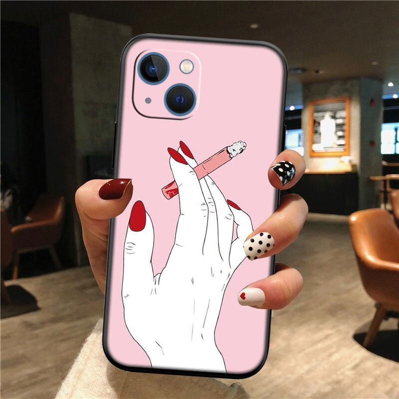 IK54 pink Hand Rose Smoke New High-End Shell Phone Case for Redmi Note 8 9 Pro Max 9S 9T 9C NFC 8T 8A 10A A4
