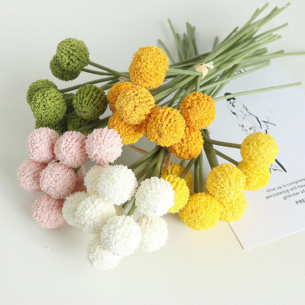 1 Bund Künstliche Kugel-Chrysanthemen, 9-köpfige Einfarbige Simulierte Blumen Mehrfarbig Optional, Heim-Innen-Dekorationen mit Kunstpflanzen