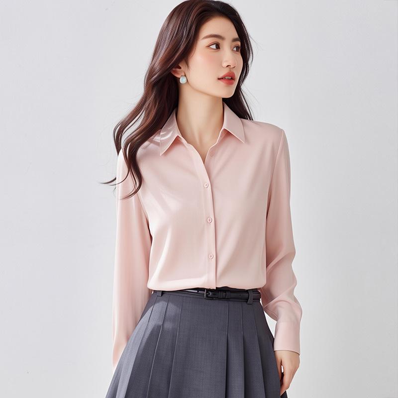 Elegant Women's Green Satin Shirt - Spring 2026 New Arrival, Perfect for Professional Interviews