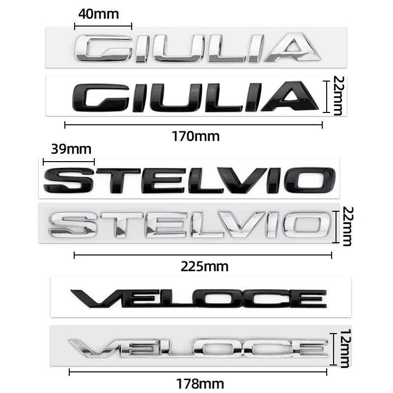 BEZO1 1pcs 3D Car Trunk Words Letters Logo Badge Emblem Decals Sticker For Alfa Romeo Giulia Stelvio Q2 Q4 Ti Veloce Accessories