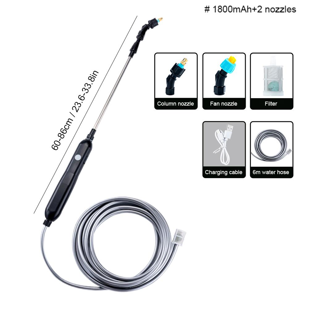 Electric Plant Sprayer Garden Sprayer with 2/4/6M Hose 2/4 nozzles Portable Battery Powered Watering Wand Yard Lawn Weeds Plants