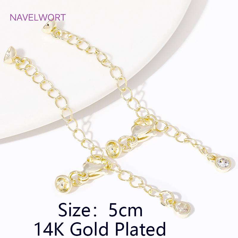 

18K Gold Plated Extension Tail Chain with Lobster Clasps End Caps For Jewelry Making,DIY Necklace Extender Chain Findings 2 pieces