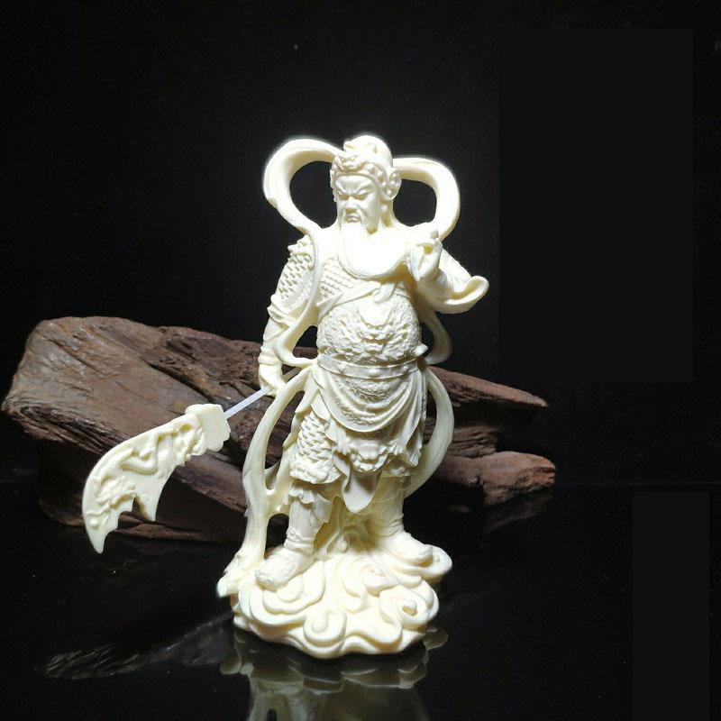 Ivory Fruit Carving Guangong Statue, Garan Bodhisattva, Wu Caishen Buddha Statue, fortune calling, Home Decoration