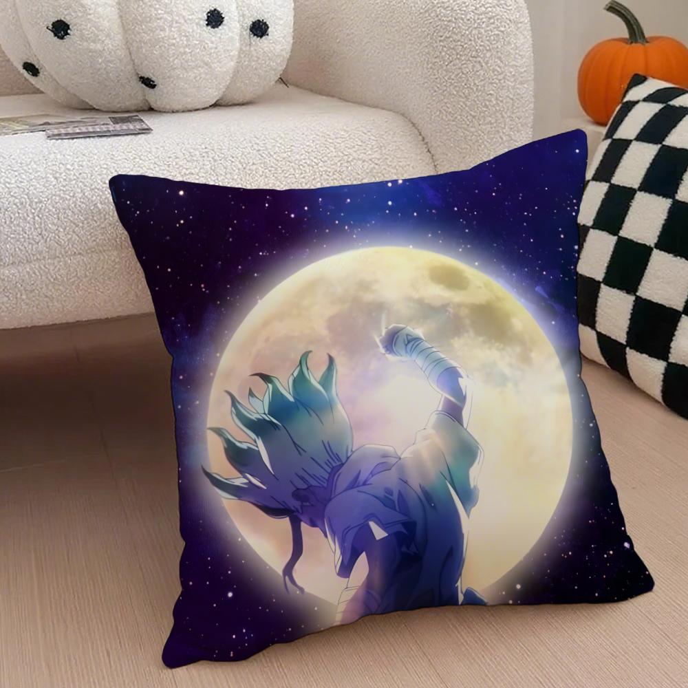 Anime SciFi Dr Stone Cushion Cover Throw Pillow Cover Hidden Button Durable Polyester Chair Cushion 30X30cm