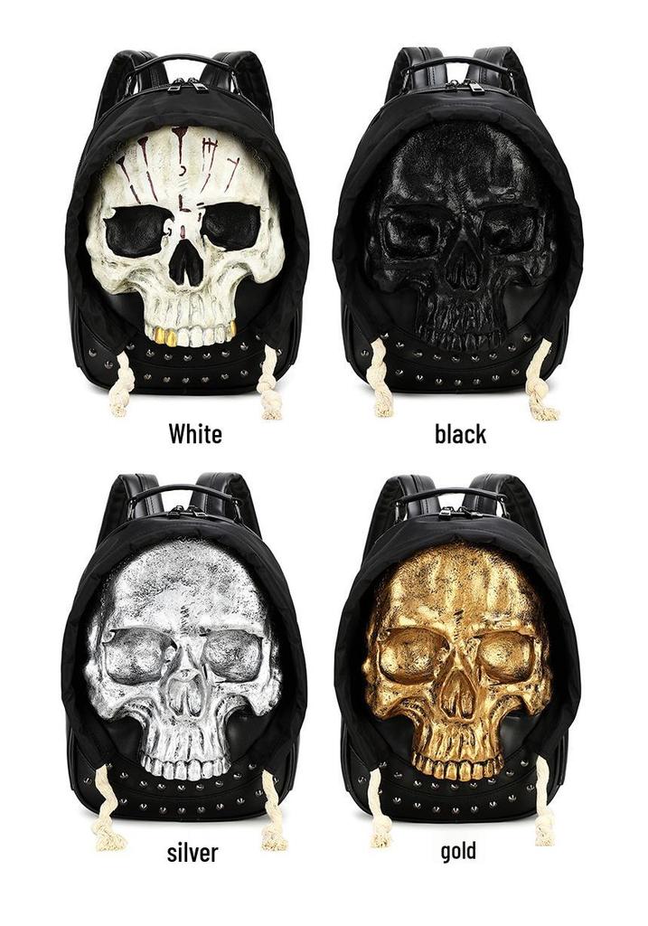 Zaino Rivettato Teschio 3D per Uomo e Donna - Borsa a Spalla Doppia per Halloween