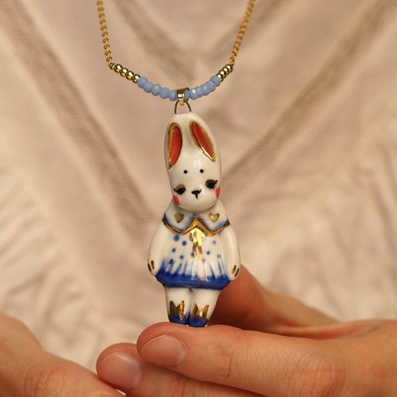 Vintage Cute Cartoon Animal Pendant Necklace For Women Retro  Jewelry Gifts