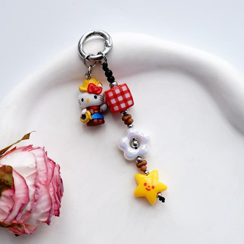 

Sanrio Kt Cat Keychain Y2K Cartoon Beaded Keyring Phone Lanyard Bag Pendant Backpack Hanging Decoration Key Accessories Gifts