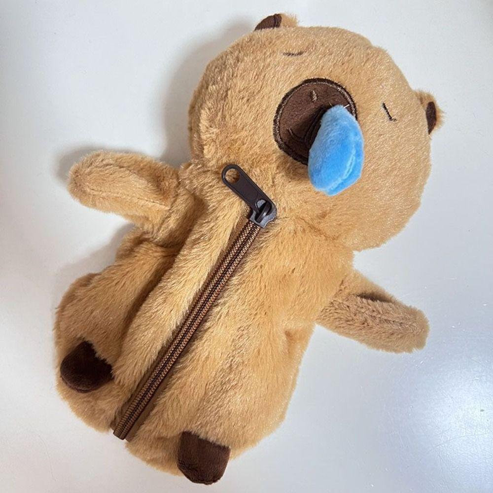 Zipper Capybara Plush Pen Bag Animal Doll Capibara Plush Pencil Pouch  Office