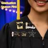 Black Golden Mortarboard Brooches Zinc Zinc Alloy Doctorial Hat Brooch  Graduate Celebration