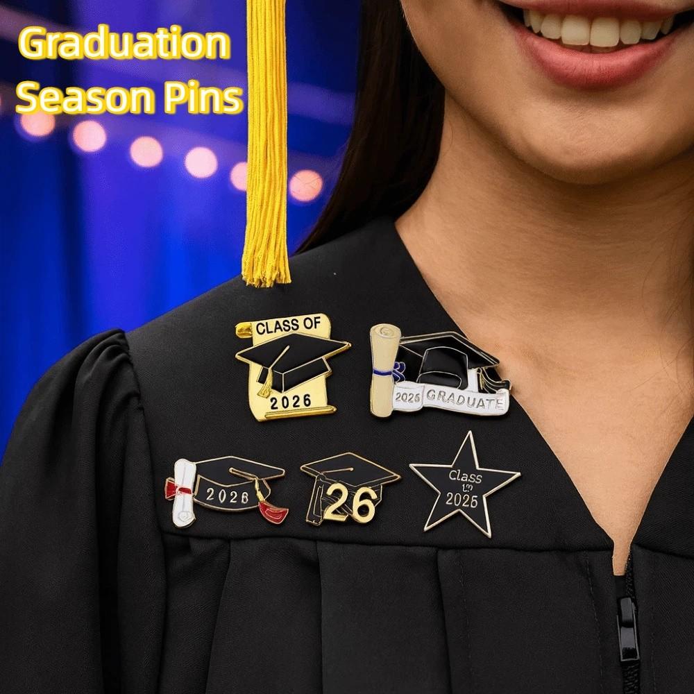 Black Golden Mortarboard Brooches Class of 2026 Doctorial Hat Brooch  Academic Celebrations