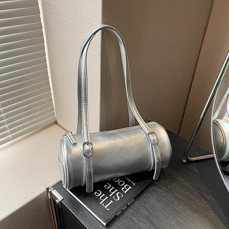 Hochwertige fassförmige PU-Umhängetaschen Einfach Vielseitig Sinn für Luxus Persönlichkeit Handtaschen für Damen 2025 Mode Neu Heiß