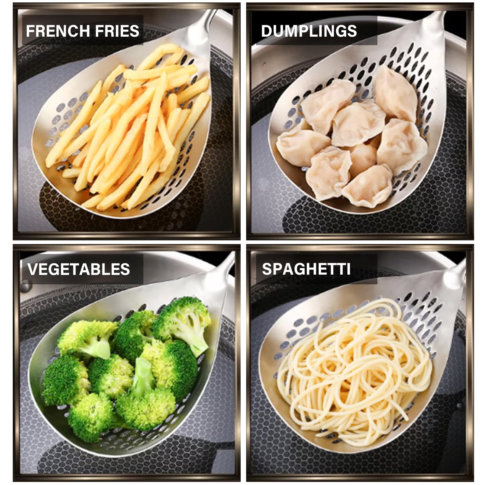 

1Pc Stainless Steel Fine Mesh Skimmer - Ergonomic Handle High-Temp Resistant for Frying Hot Pot Kitchen United States