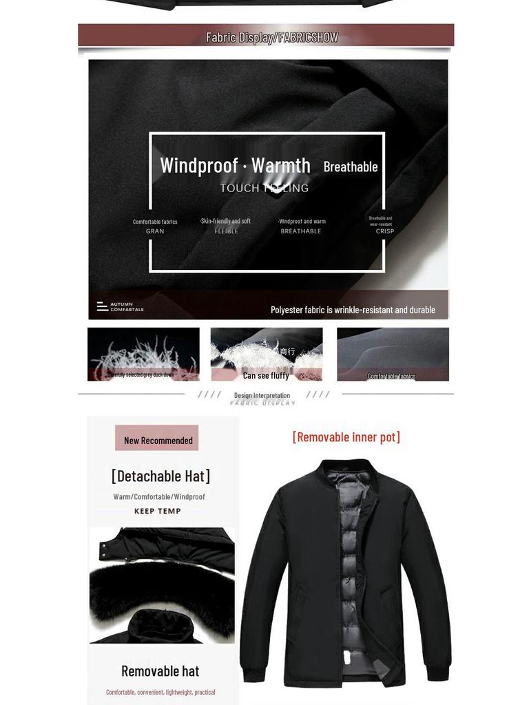 2025 Men's Mid-Length Winter Parka: Warm Down Jacket with Detachable Liner for Middle-Aged and Elderly Dads
