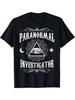 Men'S Paranormal Investigator Ghost Hunting T-Shirt- Black with White Graphic Design