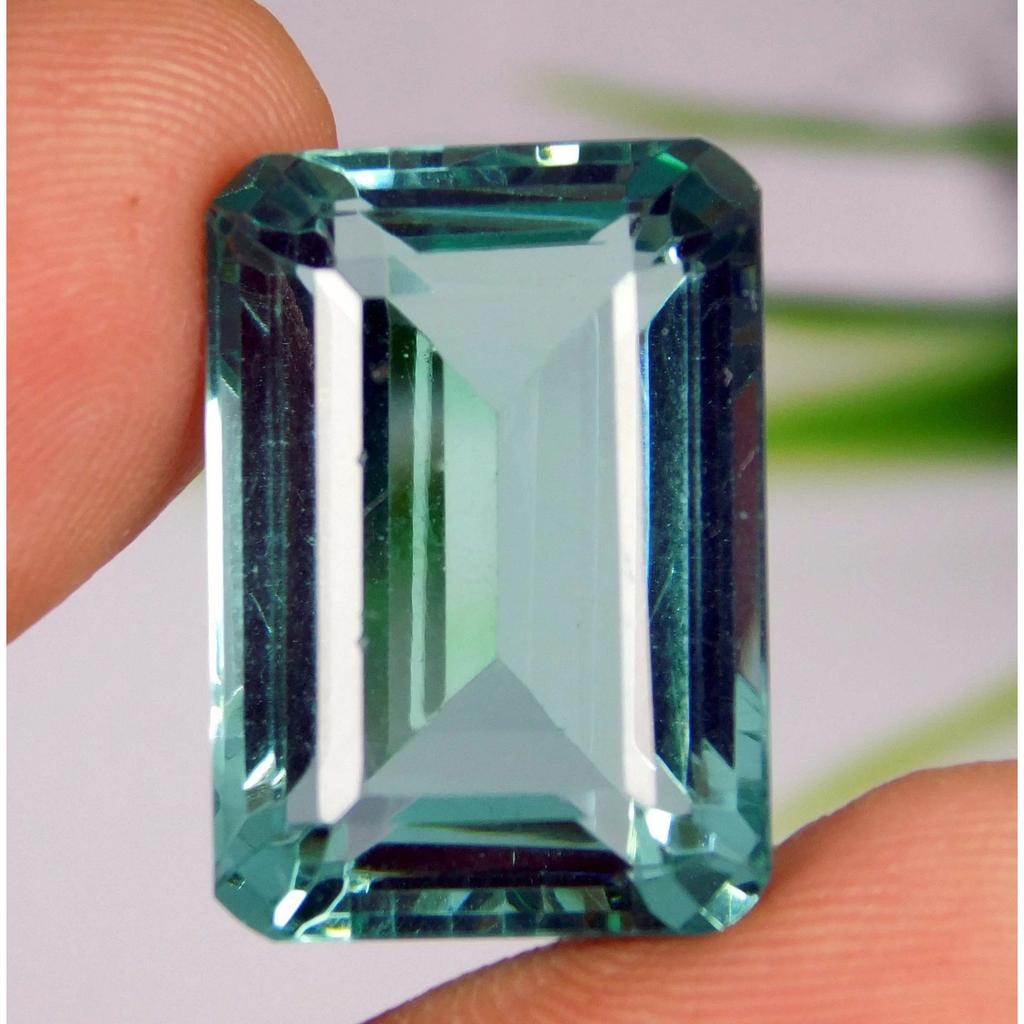 CERTIFIED 27 Ct Natural Santa Maria Blue Aquamarine Emerald Cut Nice Gemstone
