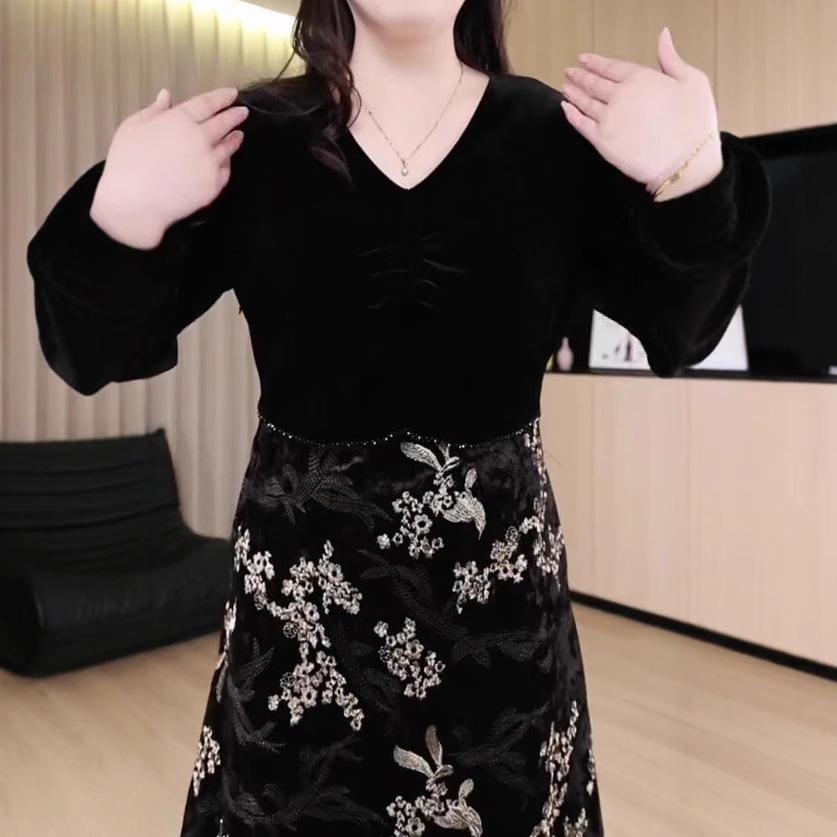 Spring Luxury Velvet Print Slimming Plus Size Women's Casual Fashion Top