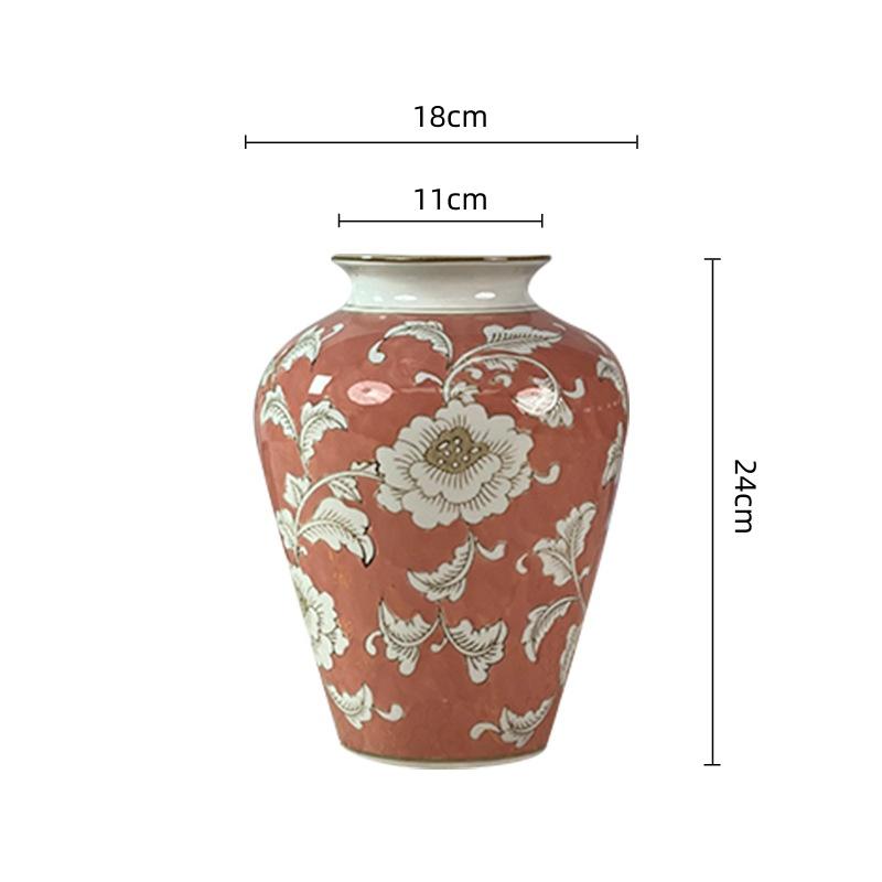 Chinese-style Retro Ceramic Vase Blue and White Porcelain Vase Flowerpot Flower Arrangement Accessories Home Decoration