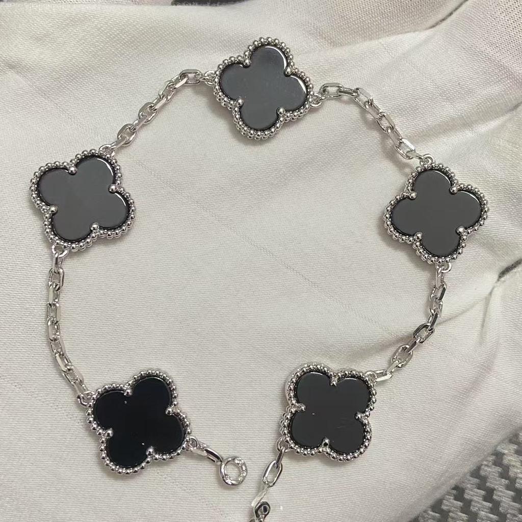 Nouă Versiune Brățară Trifoi cu Patru Foi Cinci Flori Agat Roșu Natural Sidef Alb Brățară Dama Brățară Laser