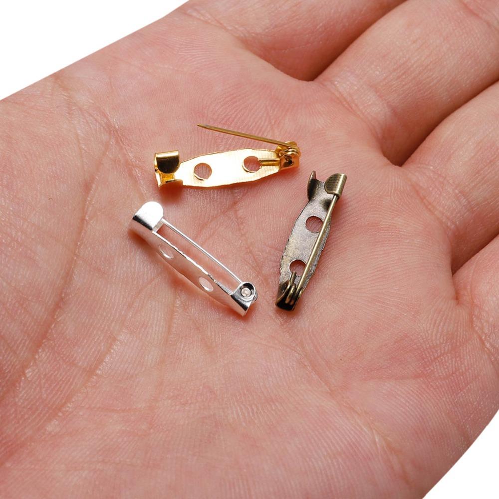 50pcs/lot 15 20 25 30 35 40mm Metal Safety Pins Brooch Settings Blank Bases Brooch Clip Base Pins For DIY Jewelry Making