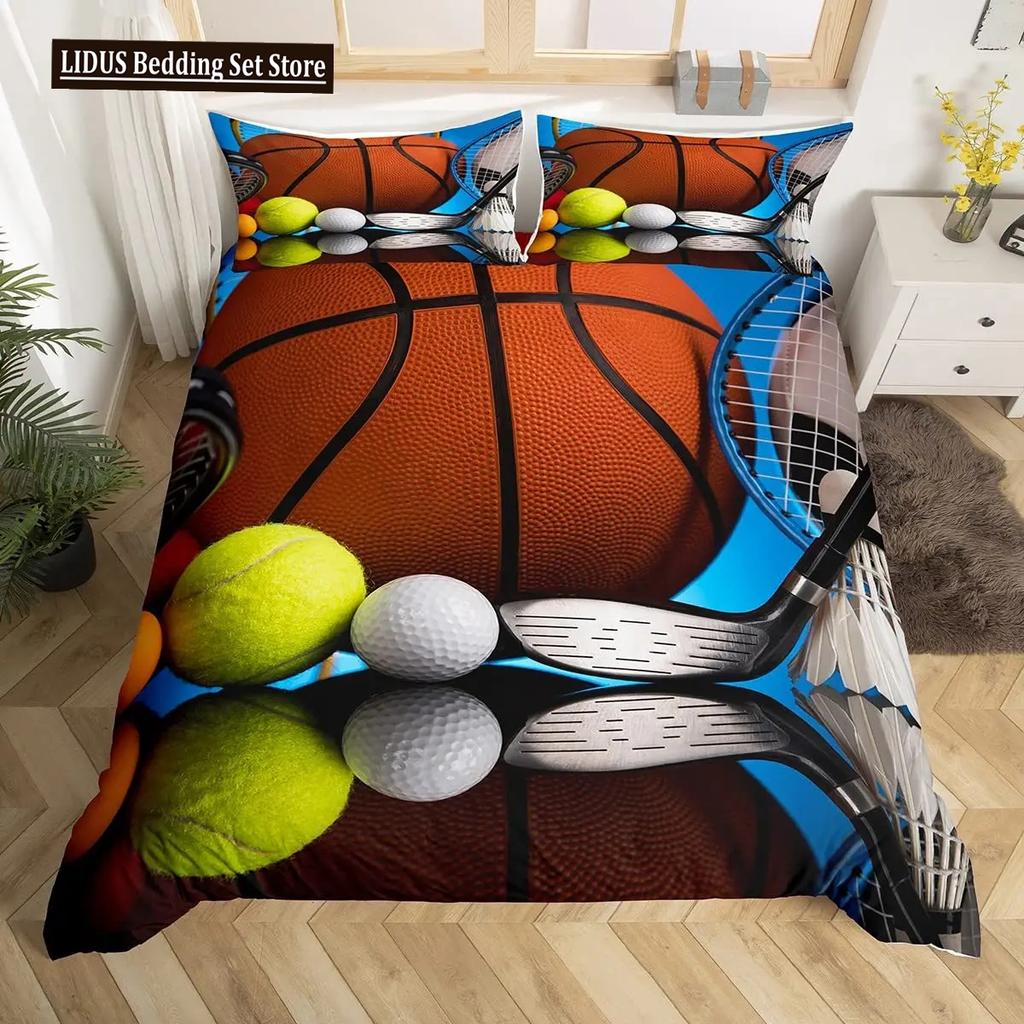 Tennis Ball Duvet Cover Set Sports Game Themed Bedding Set Twin Size For Boys Teens Adult Tennis Racket Ball Comforter Cover