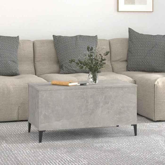 819592 vidaXL Table basse Gris béton 90x44,5x45 cm Bois d'ingénierie