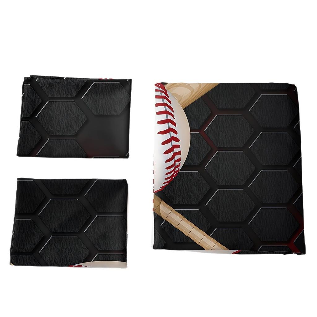 Baseball Bedding Kit Three-Piece Quilt Cover Geometric Honeycomb Digital Printing Home Textiles
