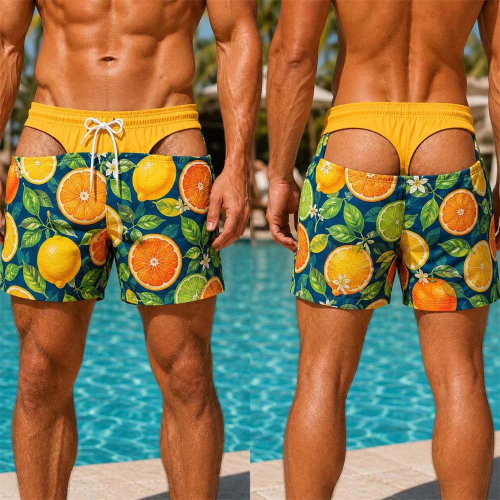 3D Print Funny Butt Prank Pattern Swim Trunks For Men Floral Hawaii Style Quick Dry Beach Shorts Summer Personality Boyfriend