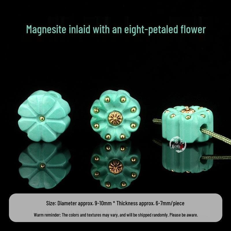 Magnesite Turquoise Inlaid Eight-Petal Flower Sunflower Carved Charm DIY Hand String Star Moon Bodhi Vajra Bodhi Accessories