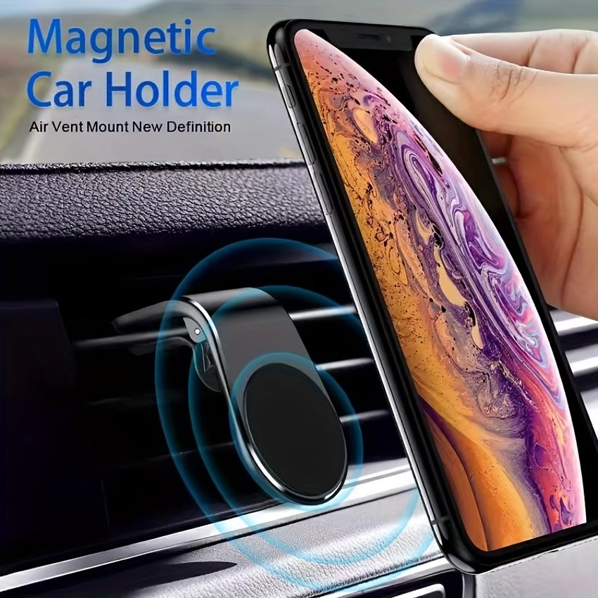 Universal L-Shaped Magnetic Phone Holder And Round Metal Plate Set, Minimalist Design, Suitable for Car Air Vent, Car Navigation Mount