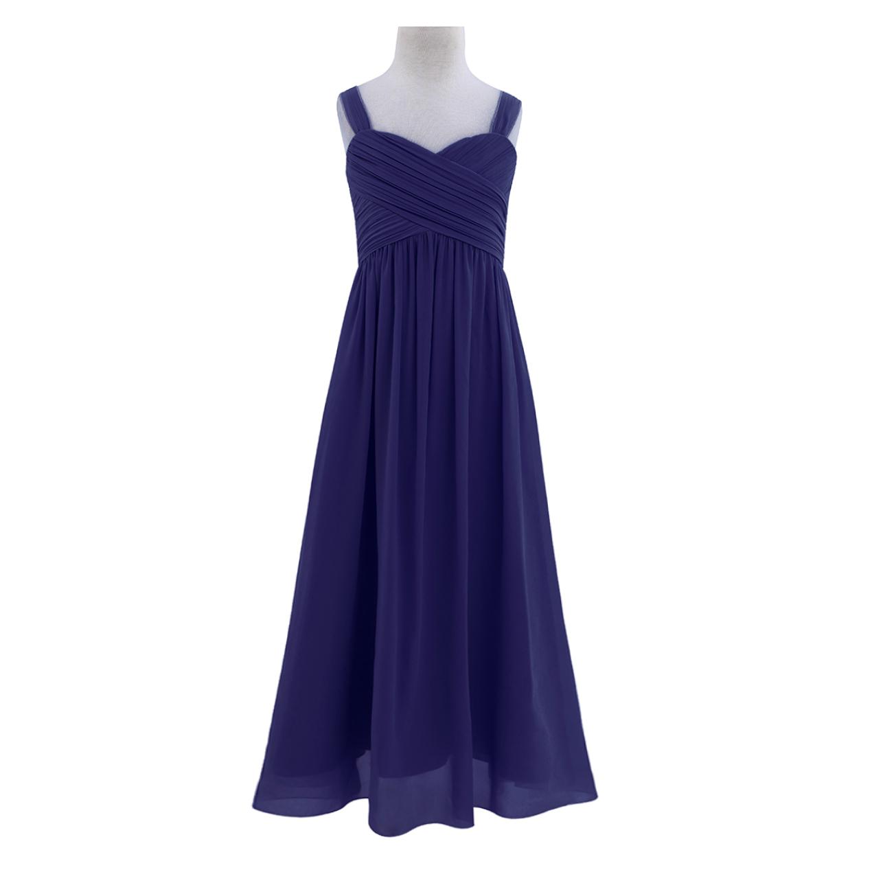 

Детское шифоновое платье с бретельками для свадьбы и подружки невесты для девочек, бальное платье для выпускного вечера 12-14 Years темно-синий