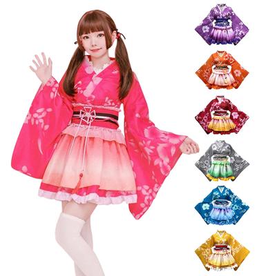 JIURUN Cosplay Costume Japanese Style Mini Lolita Long Gothic Mori Plus Size Cosplay Halloween Costume Set Set, Yukata, Skirt, Kimono, Dress, Sleeves,