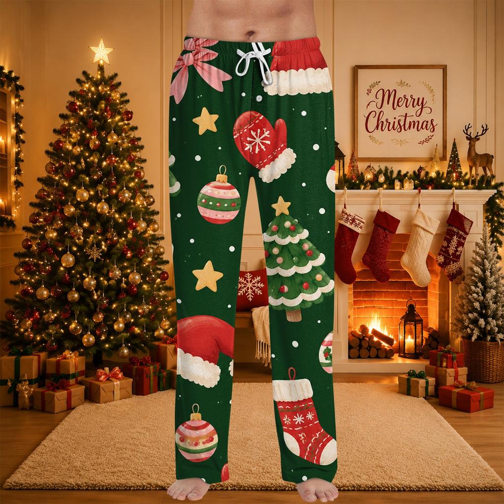 Men's Christmas Printed Pajama Pants for Casual Sleep
