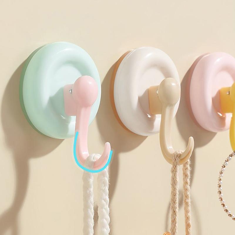 4Pcs Reusable Round Vacuum Suction Cup Hook Colorful Seamless Wall Hanger Accessories Punch-Free Door Hooks Toilet