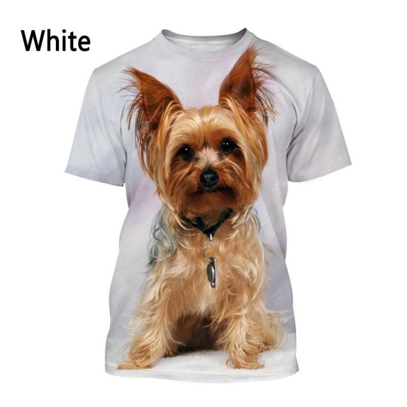 Yorkshire Terrier Hund 3D T-Shirt Herren und Damen Mode T-Shirt Sommer Casual Kurzarm Rundhalsausschnitt Haustier Hund Shirt Top 5XL