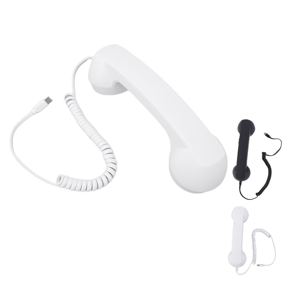 Retro-Telefonhörer mit Lautstärkeregelung Ergonomischer Typ-C-Kabel-Telefonhörer-Empfänger für Mobiltelefon Videoanruf Konferenz