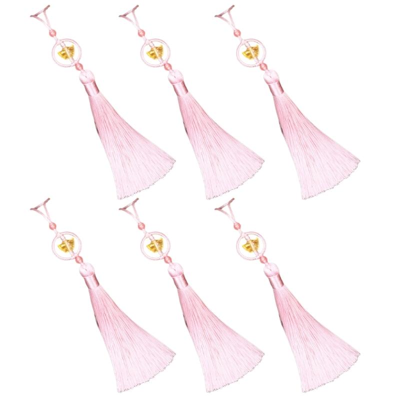 Set of 6Pcs 10cm Lucky Tassels Keychain Holder Wealth Symbol Polyester Fringe for Bag Decoration Jewelry Making