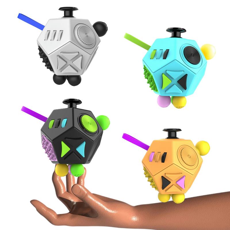 Zábavná 12stranná kostka Dekompresní hračka Ruční mačkání Vypouštění napětí Autismus ADHD Úzkost Úleva od stresu Senzorické hračky Pro děti Dospělé