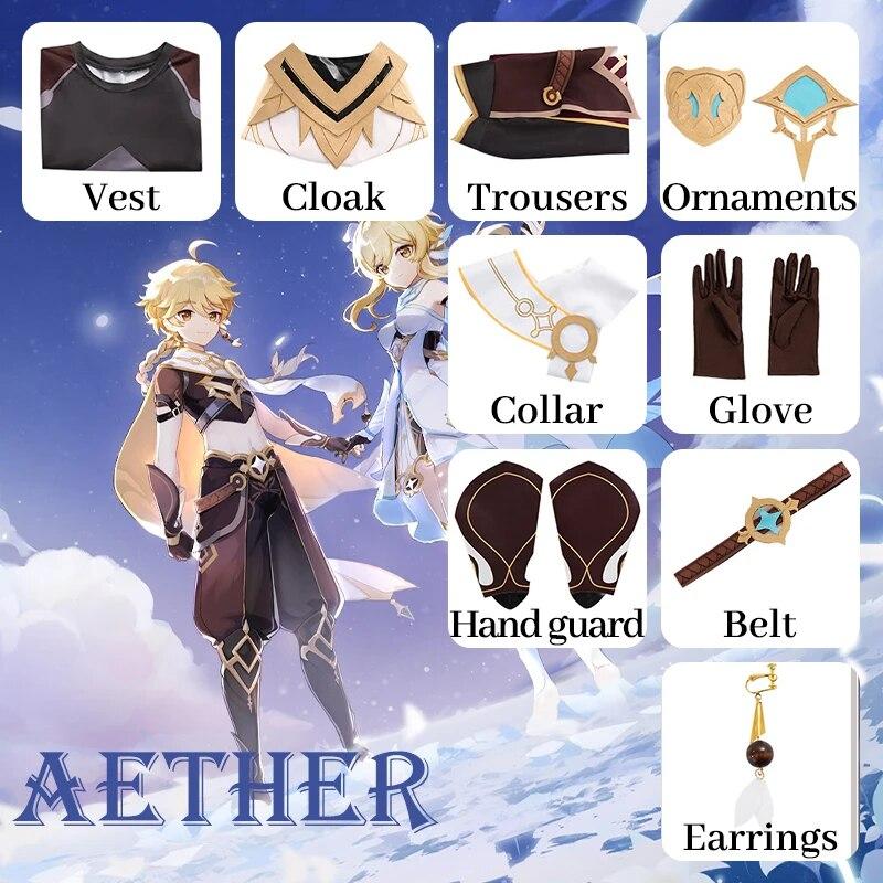 

Impact Aether Косплей Костюм Униформа Парик Аниме Хэллоуин Высококачественные костюмы для женщин Игра XL&Genshin Impact