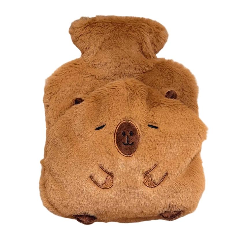 

Capybara Hot Water Bottle With Soft Fleece Cover For Hand Feet Warmth Throw Pillow Cushion 1