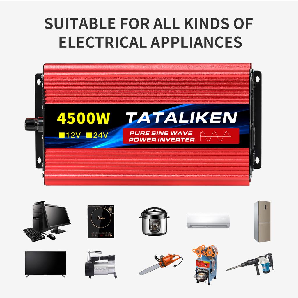 12V To 110V AC Pure Sine Power Inverter 8000W 10000W Power 60HZ Converter Car Accessories Solar With LED And US Socket