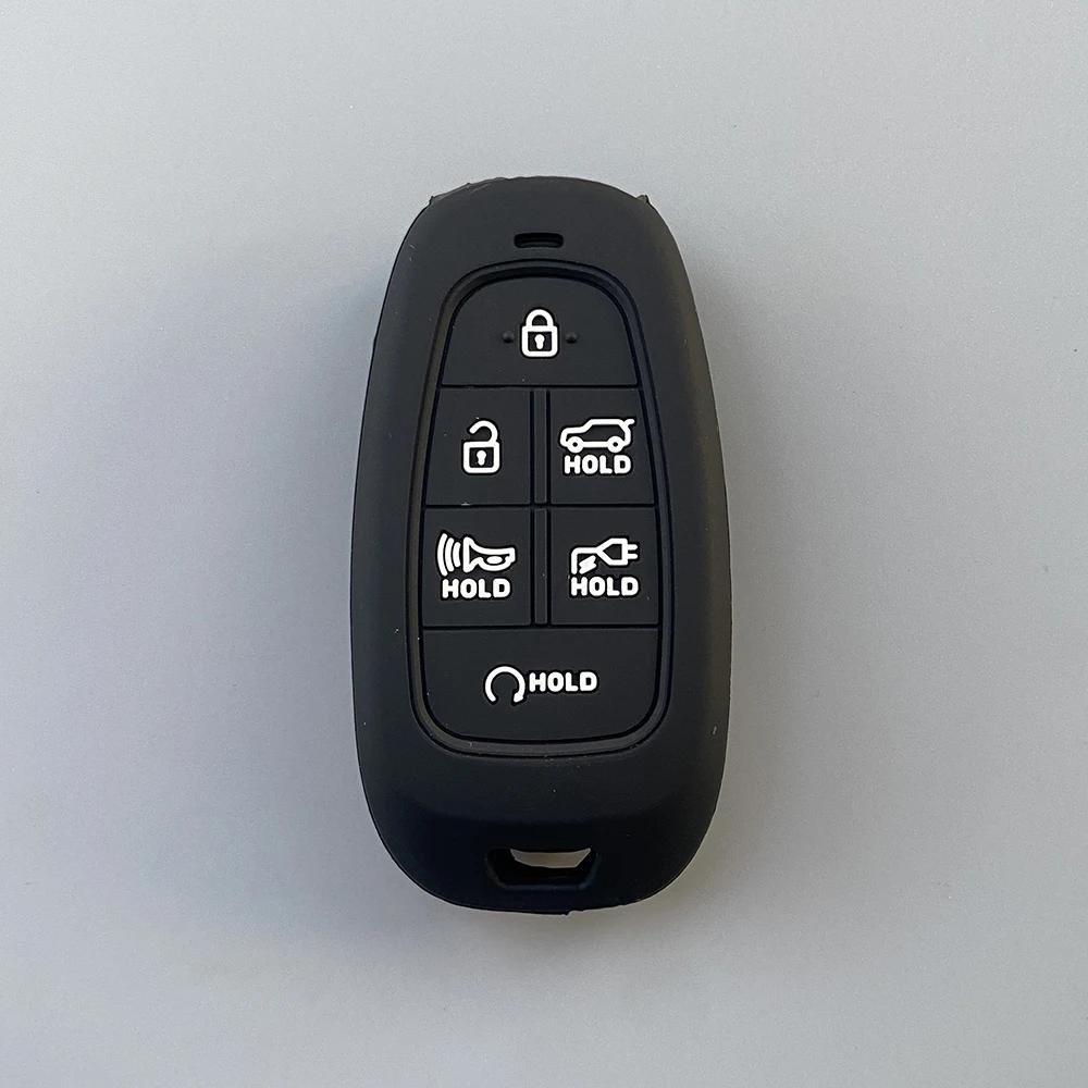 Silicone Car Key Case Cover for Hyundai Santa Fe Sonata Hybrid NEXO Tucson NX4 Solaris New Grand Car Key Chain Shell Accessories