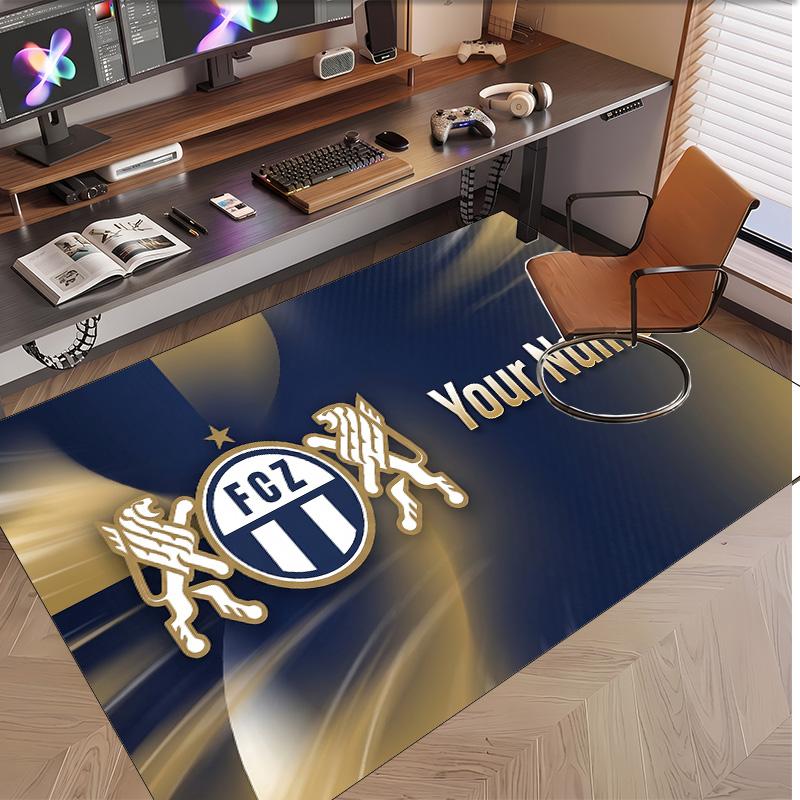 Personalized Crystal Velvet Carpet FC Zürich Pattern Non Slip Floor Rug