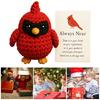 Yousheng Crochet Red Bird Emotional Support Ornament with Inspirational Card Pocket-Sized Hug Companion Positive Bird Gift for Women Loved Ones