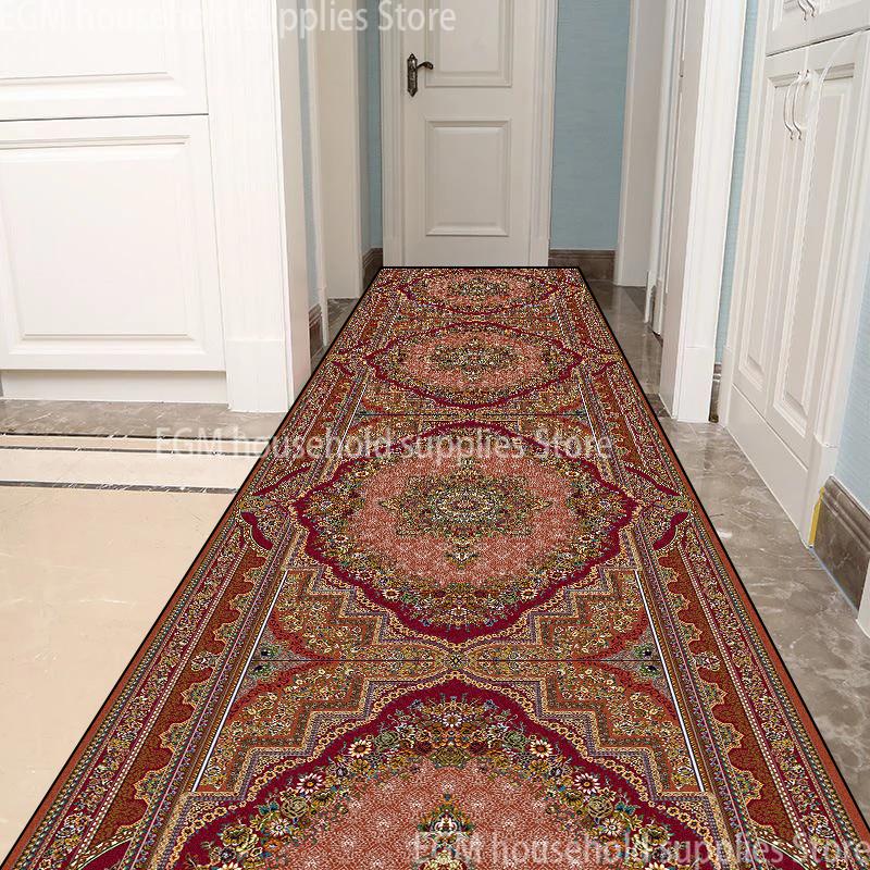 Persian Style Living Room Hall Carpet Long Hallway Corridor Rugs Non-slip Stairs Decor Runner Rug Kitchen Mat Size