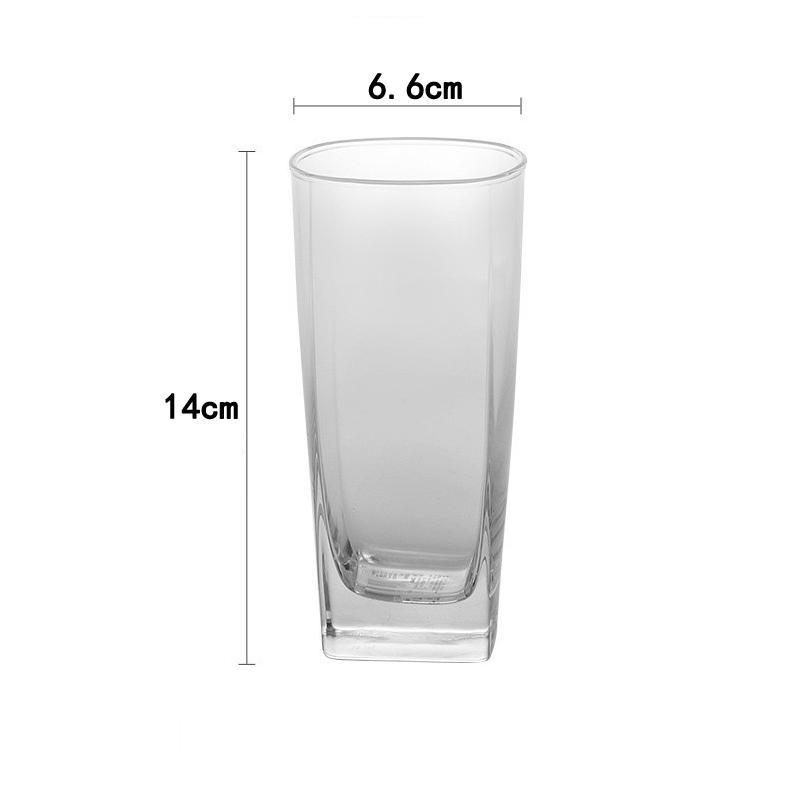210ml/220ml/260ml/280ml Outdoor Picnic Thickened Square Glass Cups Bar KTV Whisky Cups Transparent American Latte Coffee Cups