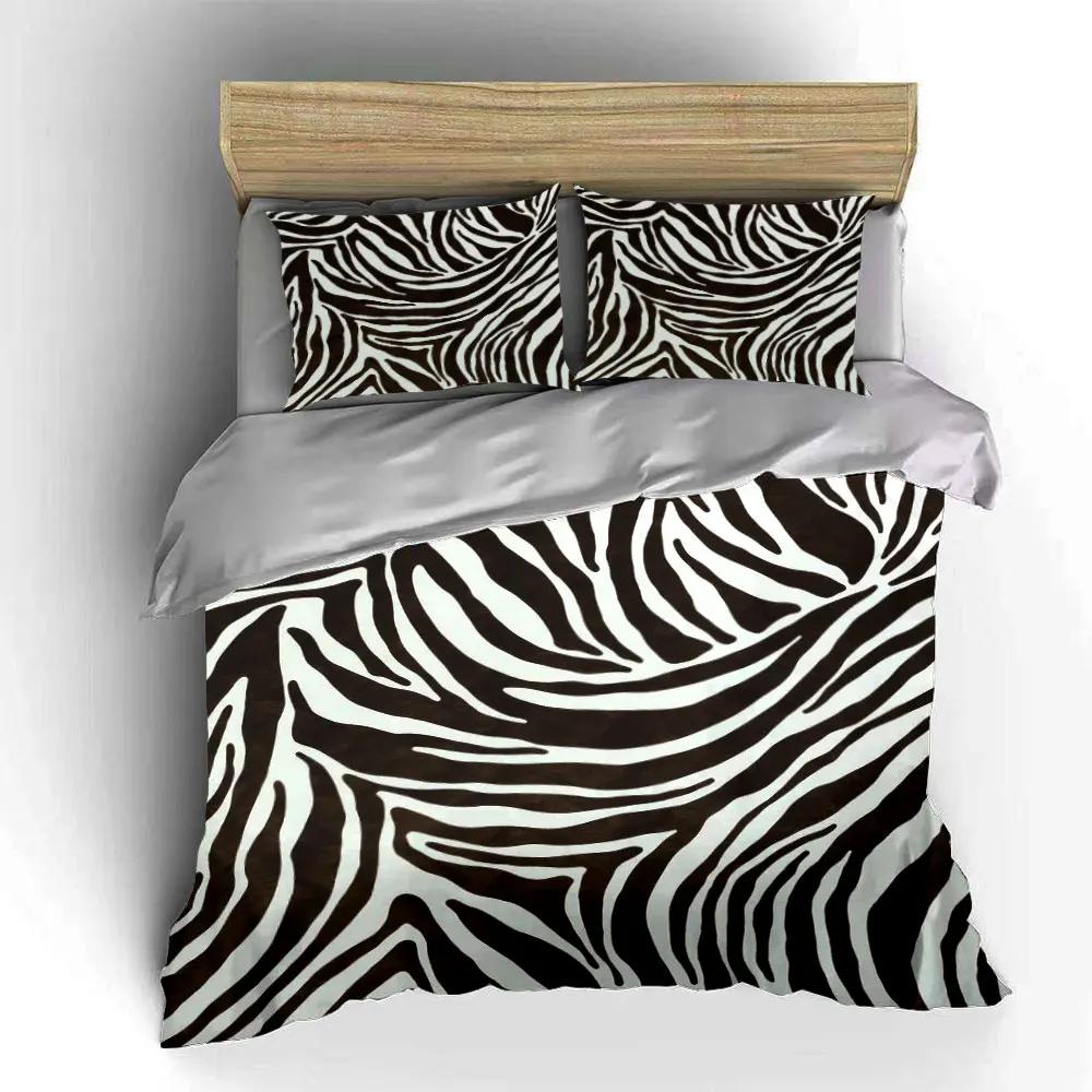 Zebra Pattern Three-Piece Set Multiple Sizes Kid's and Adults' Bedroom Exquisite 3PC Bedding Set Gift