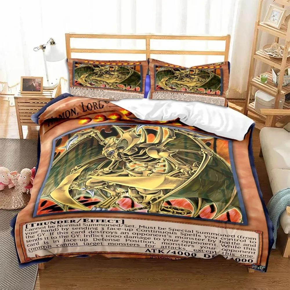 Anime Yu Gi Oh Card Blue Eyes White Dragon Cartoon Bedding Set Single Twin Double Queen King Cal King Size Bed Linen Set