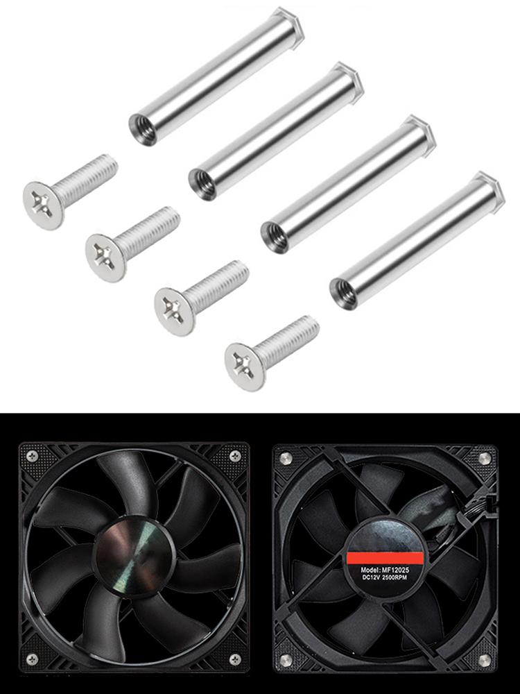 4pcs Cooling Fan Nut Screws Enhanced Stability PC Case Fan Screws Quieter Operation Not Hurt Fan for DIY Modified Cooling Fan
