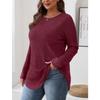 Women's Autumn New Loose Round Neck High and Low and Hem Tops for Women